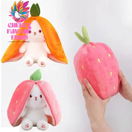 25cm Strawberry Cute Carrot Rabbit Plush Toy Stuffed Creative Into Fruit Transform Baby Cuddly Bunny Doll for Kid Birthday Gift Cheeky Fantail Finds