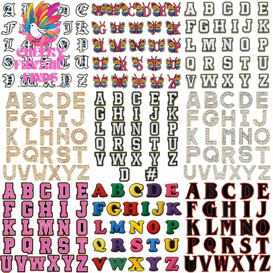 26PCS English Letter Set Fashion Metal Noctilucent Shoe Charms Pink Gloden Shoe Buckle for Clog fit Women Men Accessories Gifts Cheeky Fantail Finds
