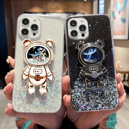 Quicksand Astronaut Bear Bracket Drop Glue Glitter For Phone Case