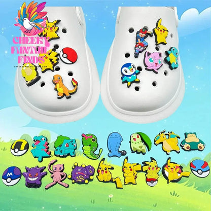 27pcs Pokemon Pikachu Shoes Charms for Clogs Sandals Decoration PVC Cartoon Shoe Accessories Charms for Friends Gifts - Cheeky Fantail Finds