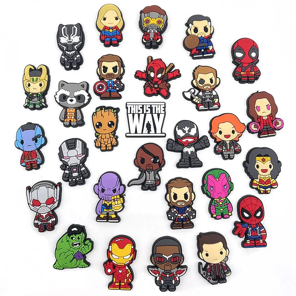 28styles Movies Super Hero Shoe Charms for Clogs Sandals Decorations shoes Accessories PVC Charms Cartoon Kids Gifts Cheeky Fantail Finds
