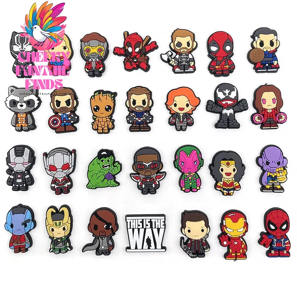 28styles Movies Super Hero Shoe Charms for Clogs Sandals Decorations shoes Accessories PVC Charms Cartoon Kids Gifts Cheeky Fantail Finds
