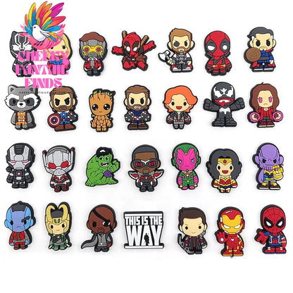 28styles Movies Super Hero Shoe Charms for Clogs Sandals Decorations shoes Accessories PVC Charms Cartoon Kids Gifts Cheeky Fantail Finds