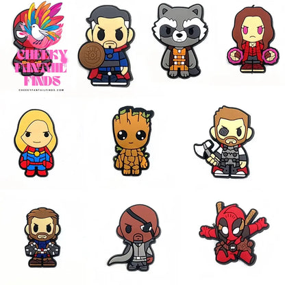 28styles Movies Super Hero Shoe Charms for Clogs Sandals Decorations shoes Accessories PVC Charms Cartoon Kids Gifts Cheeky Fantail Finds