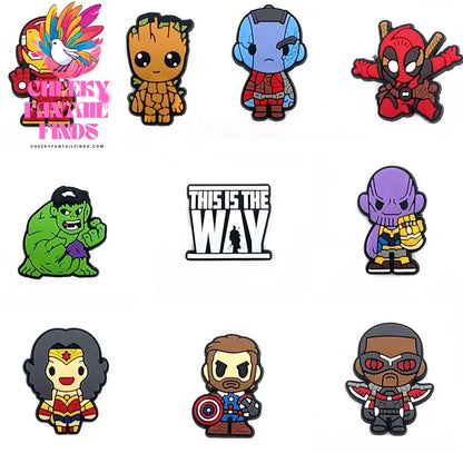 28styles Movies Super Hero Shoe Charms for Clogs Sandals Decorations shoes Accessories PVC Charms Cartoon Kids Gifts Cheeky Fantail Finds