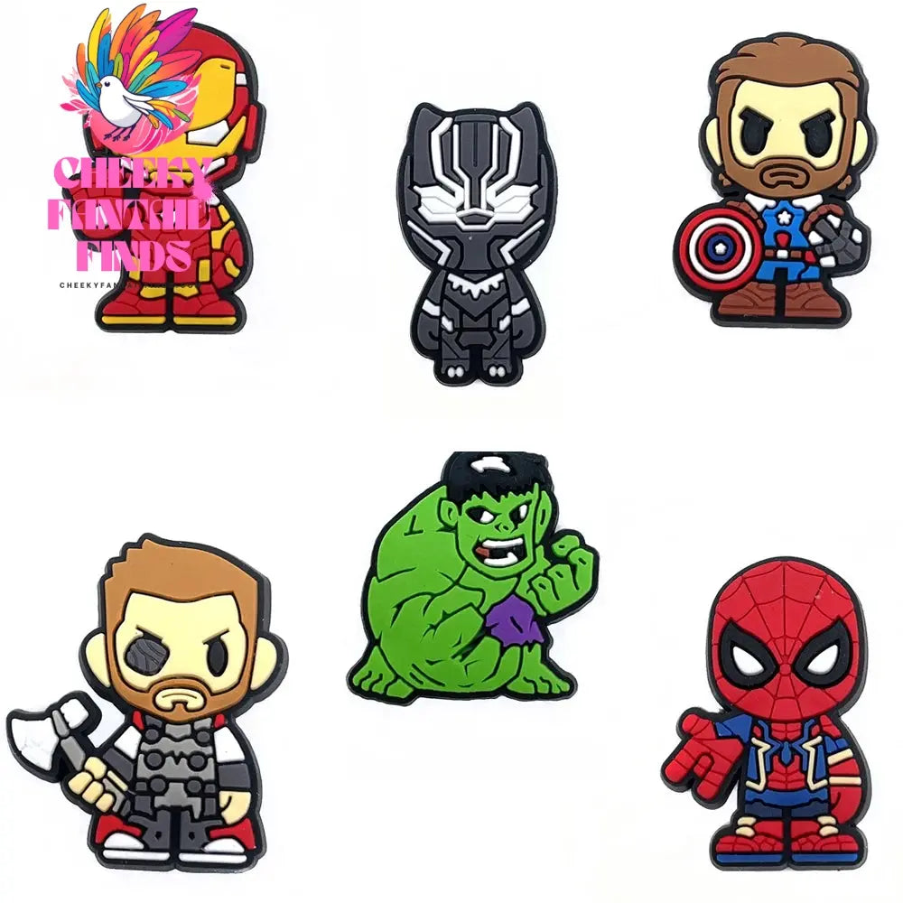 28styles Movies Super Hero Shoe Charms for Clogs Sandals Decorations shoes Accessories PVC Charms Cartoon Kids Gifts Cheeky Fantail Finds