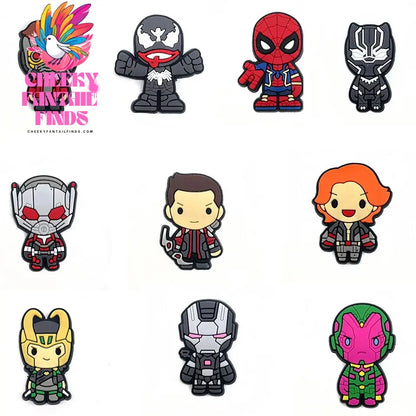 28styles Movies Super Hero Shoe Charms for Clogs Sandals Decorations shoes Accessories PVC Charms Cartoon Kids Gifts Cheeky Fantail Finds