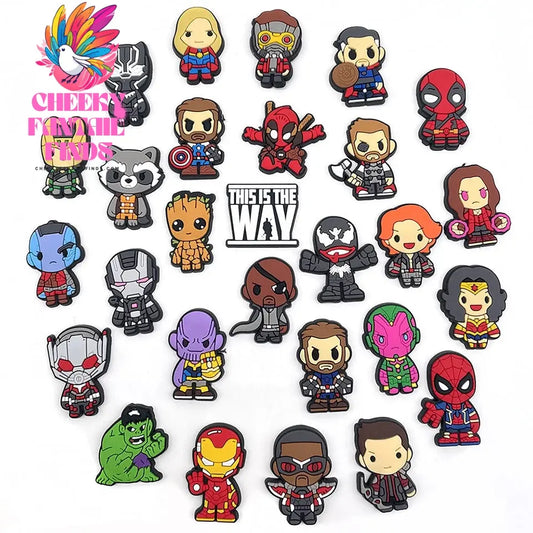 28styles Movies Super Hero Shoes charms for Clogs Sandals Decorations PVC shoes Accessories Cartoon 3D Badges Kids Gifts Cheeky Fantail Finds