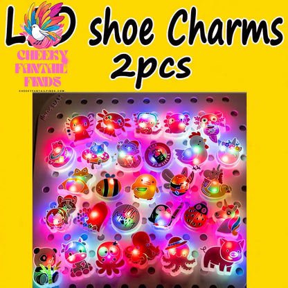 2PCS LED Pins for Kids Lighted Shoe Charms Animals Game Controller Shoe Accessories Duck Cat Decoration Buckle Girl Boy Ornament Cheeky Fantail Finds