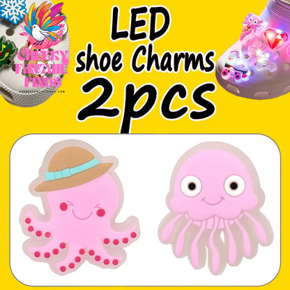 2PCS LED Pins for Kids Lighted Shoe Charms Animals Game Controller Shoe Accessories Duck Cat Decoration Buckle Girl Boy Ornament Cheeky Fantail Finds