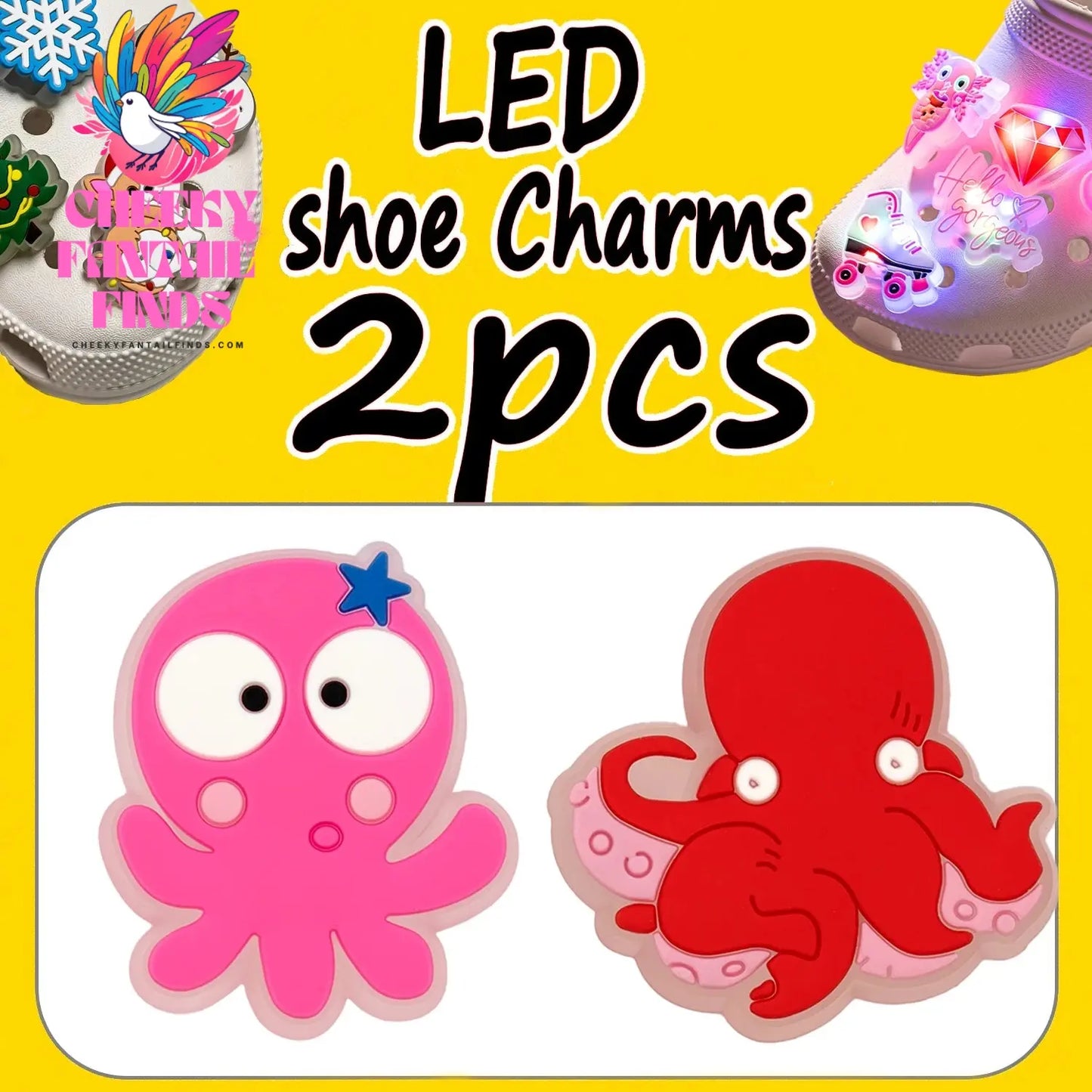 2PCS LED Pins for Kids Lighted Shoe Charms Animals Game Controller Shoe Accessories Duck Cat Decoration Buckle Girl Boy Ornament Cheeky Fantail Finds