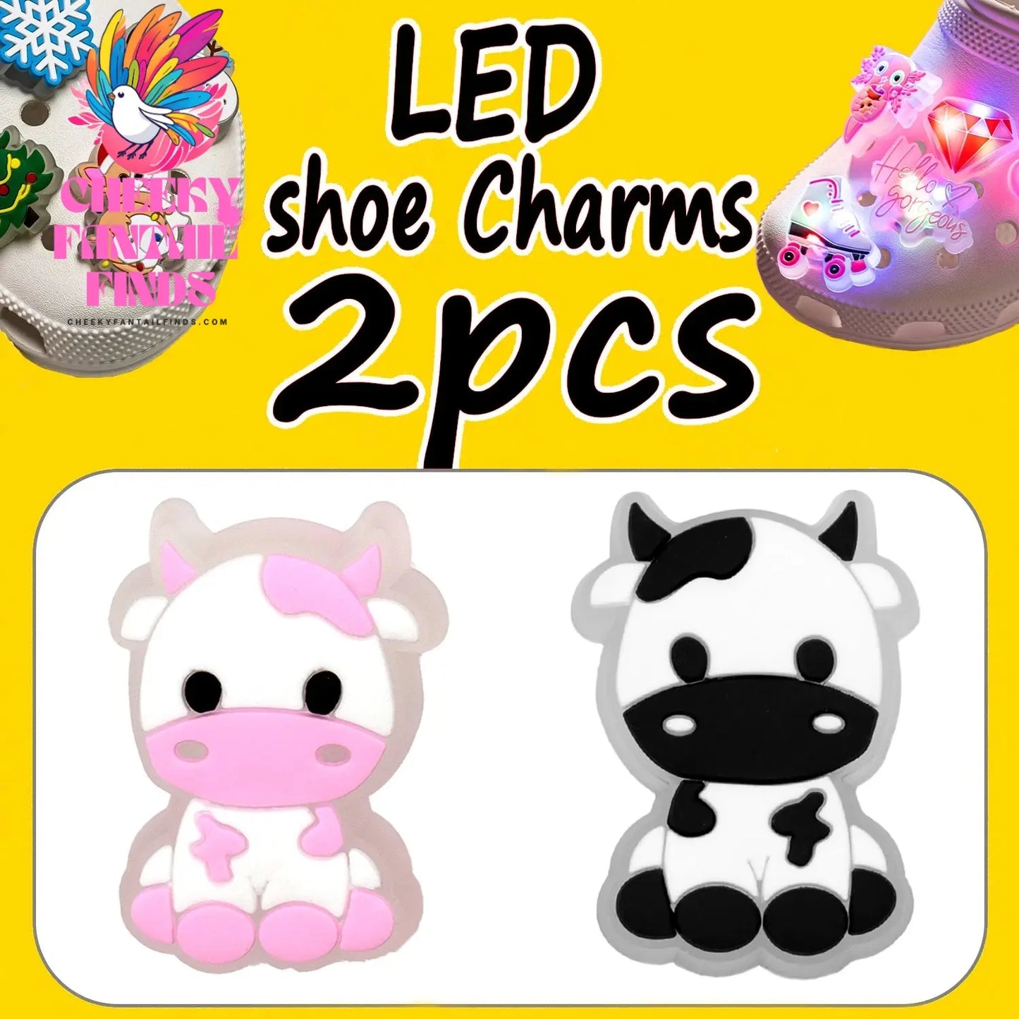 2PCS LED Pins for Kids Lighted Shoe Charms Animals Game Controller Shoe Accessories Duck Cat Decoration Buckle Girl Boy Ornament Cheeky Fantail Finds