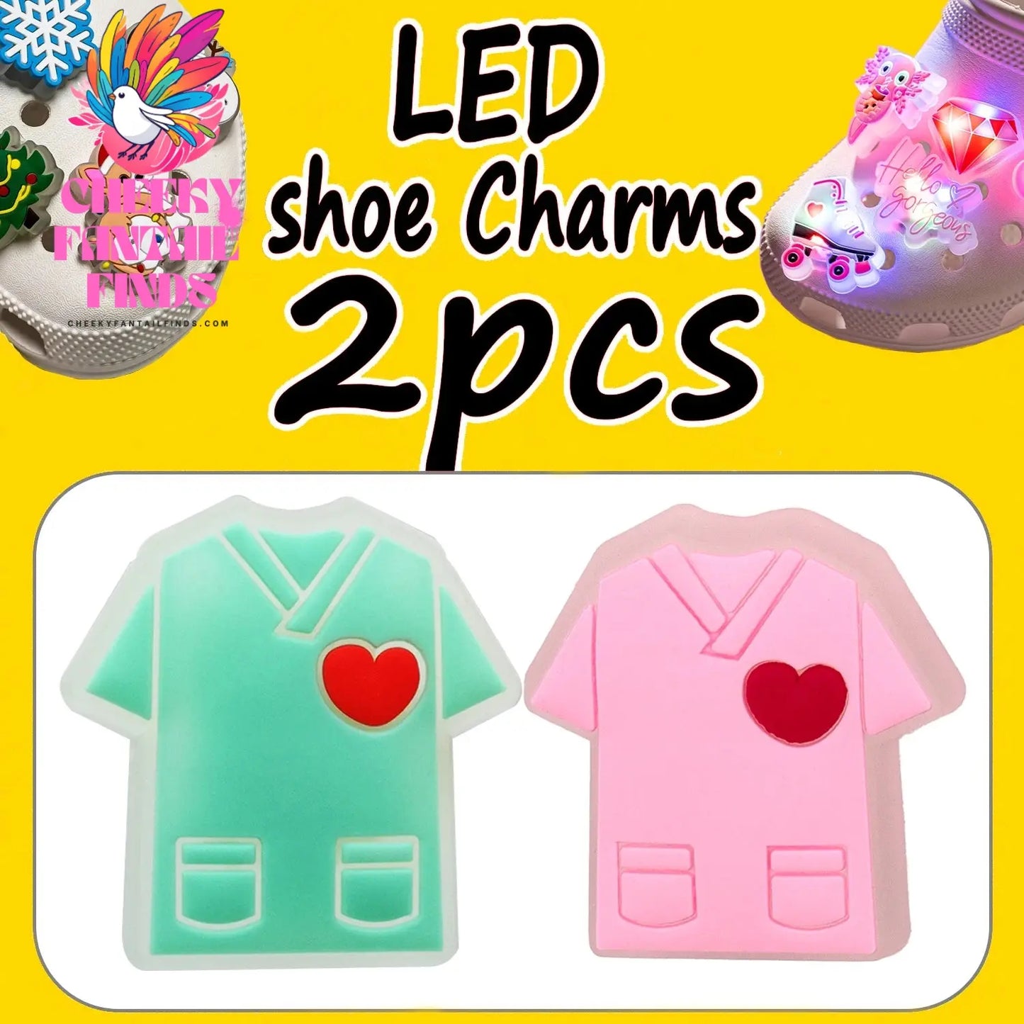 2PCS LED Pins for Kids Lighted Shoe Charms Animals Game Controller Shoe Accessories Duck Cat Decoration Buckle Girl Boy Ornament Cheeky Fantail Finds