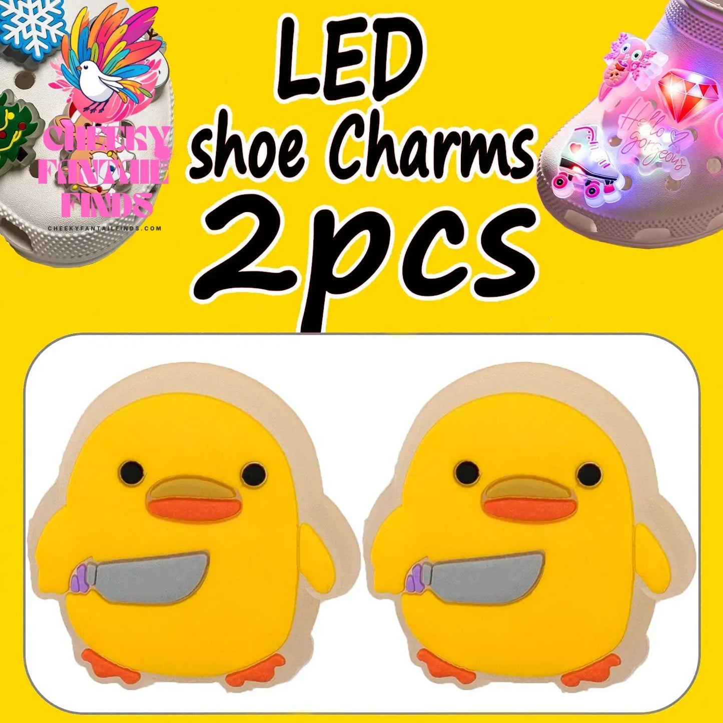 2PCS LED Pins for Kids Lighted Shoe Charms Animals Game Controller Shoe Accessories Duck Cat Decoration Buckle Girl Boy Ornament Cheeky Fantail Finds