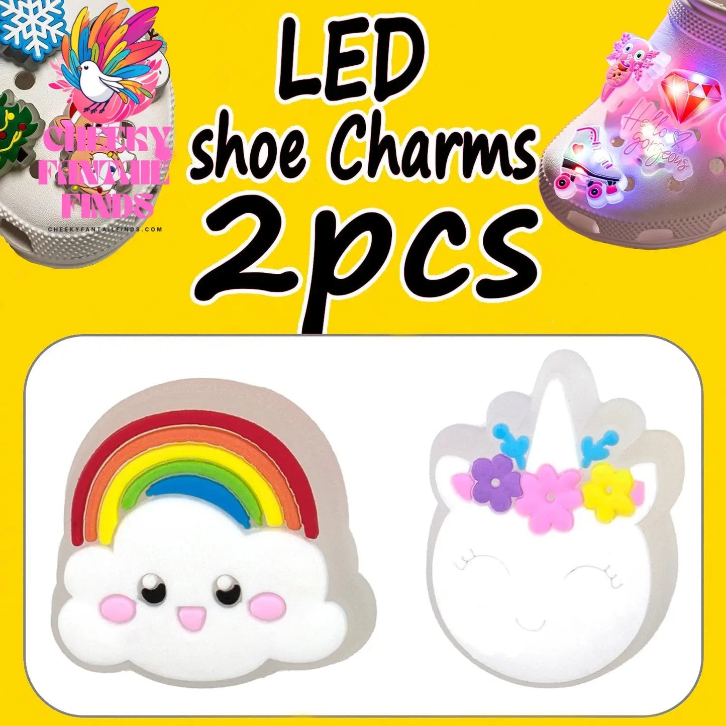 2PCS LED Pins for Kids Lighted Shoe Charms Animals Game Controller Shoe Accessories Duck Cat Decoration Buckle Girl Boy Ornament Cheeky Fantail Finds