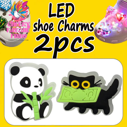 2PCS LED Pins for Kids Lighted Shoe Charms Animals Game Controller Shoe Accessories Duck Cat Decoration Buckle Girl Boy Ornament Cheeky Fantail Finds