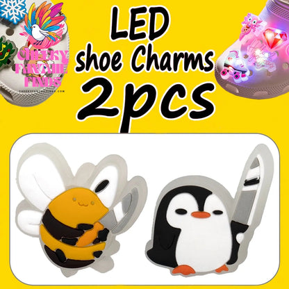 2PCS LED Pins for Kids Lighted Shoe Charms Animals Game Controller Shoe Accessories Duck Cat Decoration Buckle Girl Boy Ornament Cheeky Fantail Finds