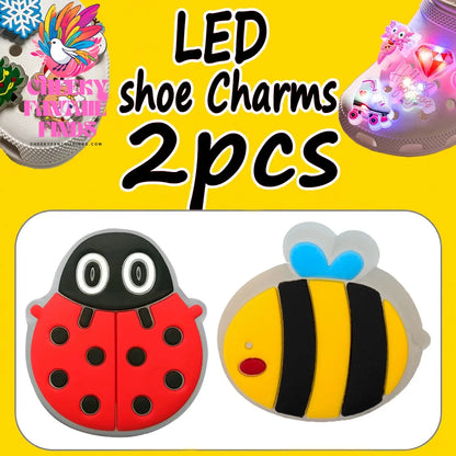 2PCS LED Pins for Kids Lighted Shoe Charms Animals Game Controller Shoe Accessories Duck Cat Decoration Buckle Girl Boy Ornament Cheeky Fantail Finds