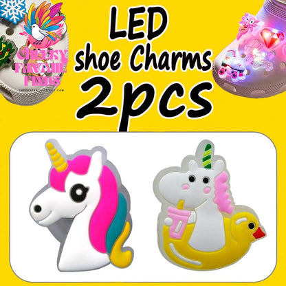 2PCS LED Pins for Kids Lighted Shoe Charms Animals Game Controller Shoe Accessories Duck Cat Decoration Buckle Girl Boy Ornament Cheeky Fantail Finds