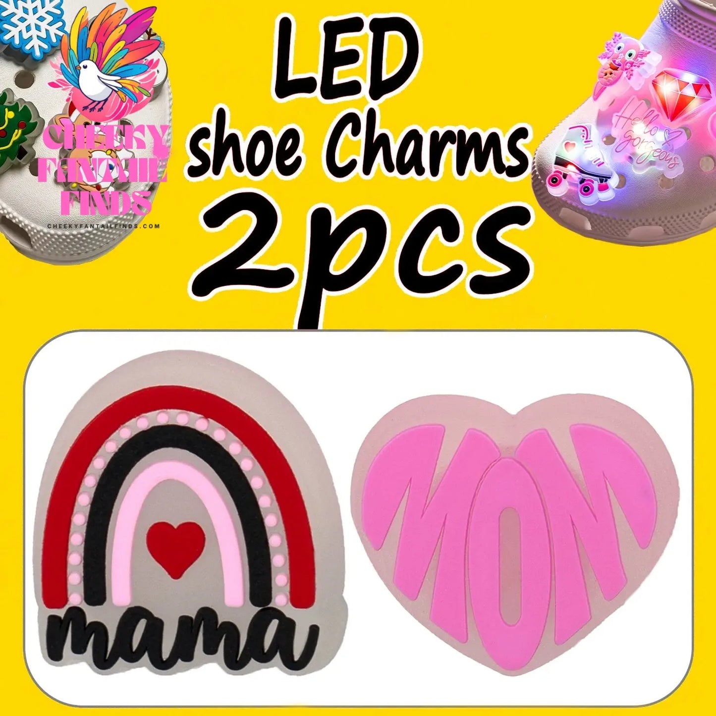 2PCS LED Pins for Kids Lighted Shoe Charms Animals Game Controller Shoe Accessories Duck Cat Decoration Buckle Girl Boy Ornament Cheeky Fantail Finds