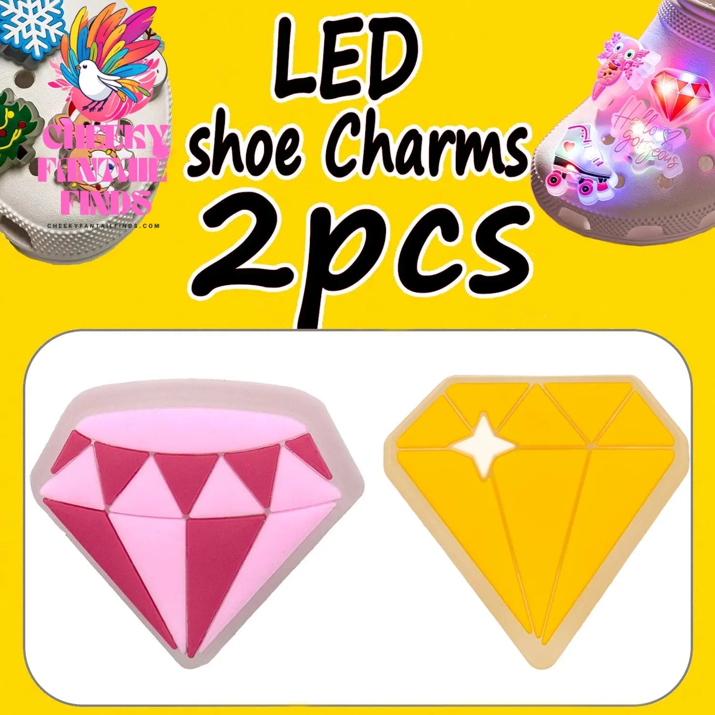 2PCS LED Pins for Kids Lighted Shoe Charms Animals Game Controller Shoe Accessories Duck Cat Decoration Buckle Girl Boy Ornament Cheeky Fantail Finds