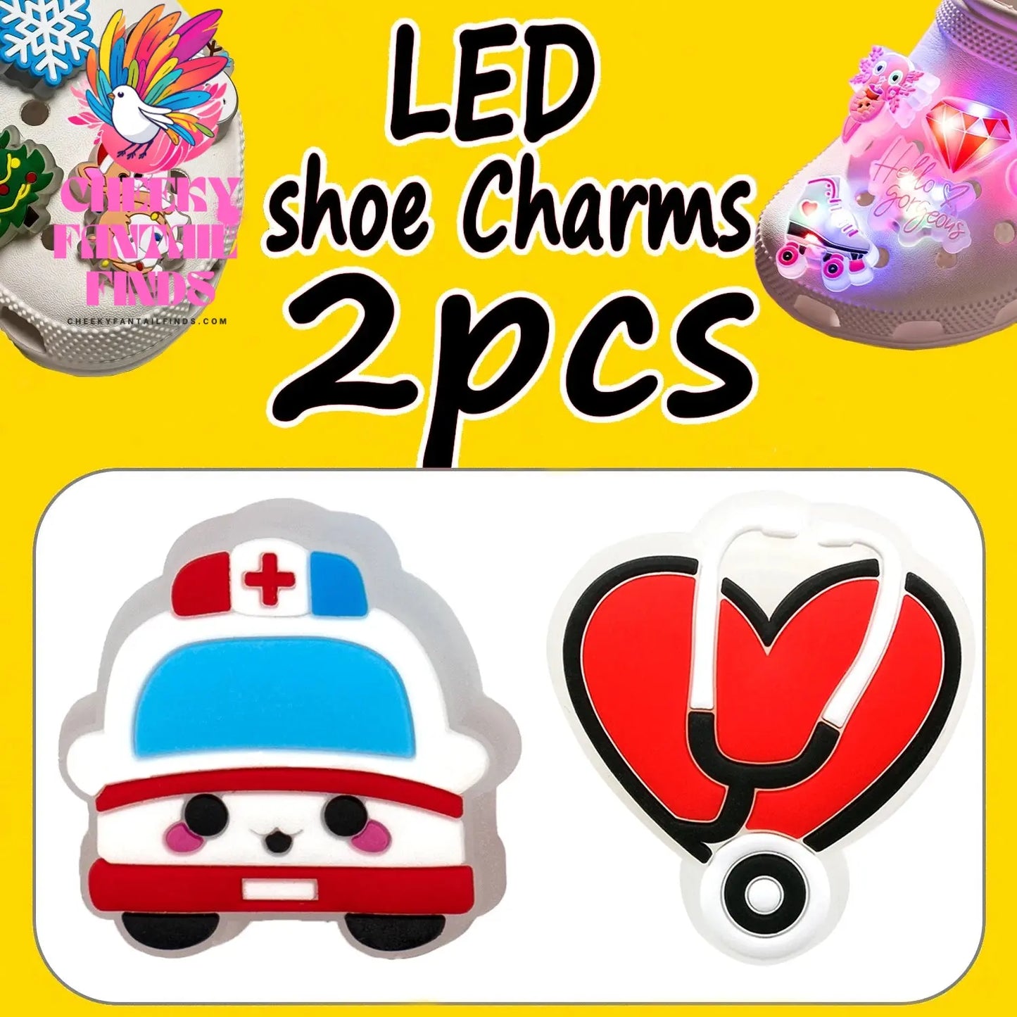 2PCS LED Pins for Kids Lighted Shoe Charms Animals Game Controller Shoe Accessories Duck Cat Decoration Buckle Girl Boy Ornament Cheeky Fantail Finds