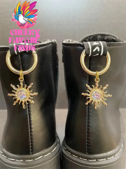 2Pcs Luxury Jewelry Sun Shoe Charms For Boots Personality Shoe Pendant Decoration Alloy Buckle Decor Women Shoes Diy Accessories Cheeky Fantail Finds