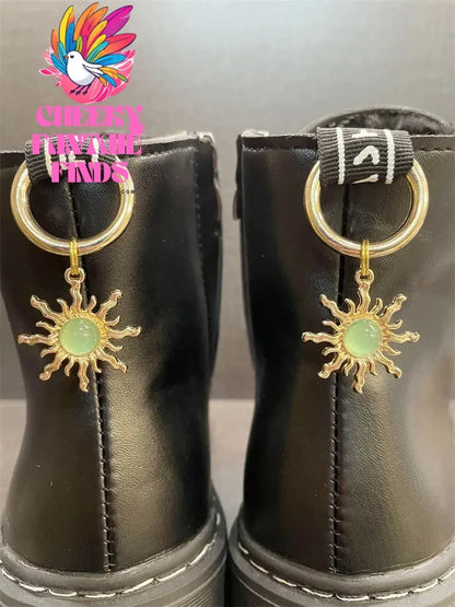 2Pcs Luxury Jewelry Sun Shoe Charms For Boots Personality Shoe Pendant Decoration Alloy Buckle Decor Women Shoes Diy Accessories Cheeky Fantail Finds