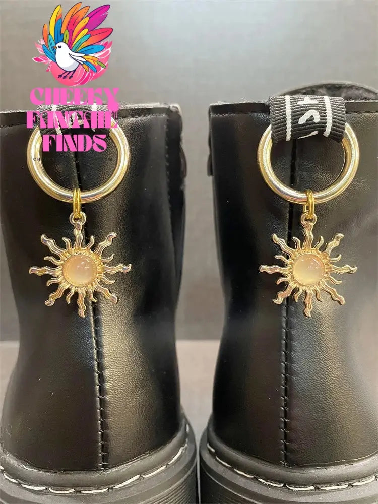 2Pcs Luxury Jewelry Sun Shoe Charms For Boots Personality Shoe Pendant Decoration Alloy Buckle Decor Women Shoes Diy Accessories Cheeky Fantail Finds