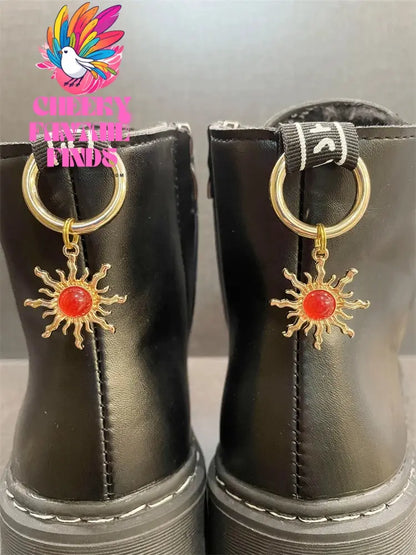 2Pcs Luxury Jewelry Sun Shoe Charms For Boots Personality Shoe Pendant Decoration Alloy Buckle Decor Women Shoes Diy Accessories Cheeky Fantail Finds