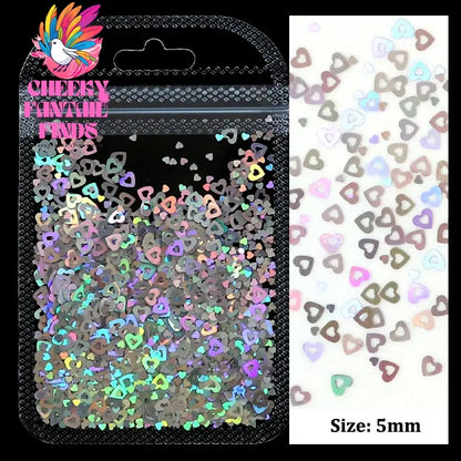 2g Holographic Nail Art Glitter Shiny Sweet Love Heart Flakes Sequins 3D Nails Paillette Manicure Valentine's Day Decorations Cheeky Fantail Finds