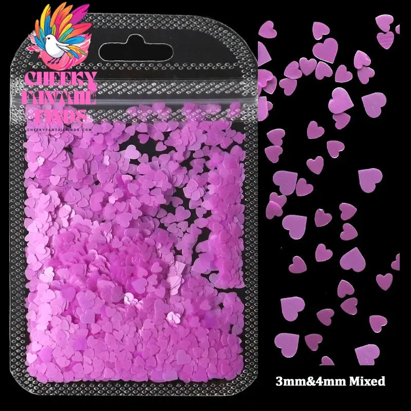 2g Holographic Nail Art Glitter Shiny Sweet Love Heart Flakes Sequins 3D Nails Paillette Manicure Valentine's Day Decorations Cheeky Fantail Finds