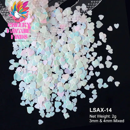 2g Holographic Nail Art Glitter Shiny Sweet Love Heart Flakes Sequins 3D Nails Paillette Manicure Valentine's Day Decorations Cheeky Fantail Finds