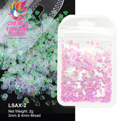 2g Holographic Nail Art Glitter Shiny Sweet Love Heart Flakes Sequins 3D Nails Paillette Manicure Valentine's Day Decorations Cheeky Fantail Finds
