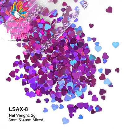2g Holographic Nail Art Glitter Shiny Sweet Love Heart Flakes Sequins 3D Nails Paillette Manicure Valentine's Day Decorations Cheeky Fantail Finds