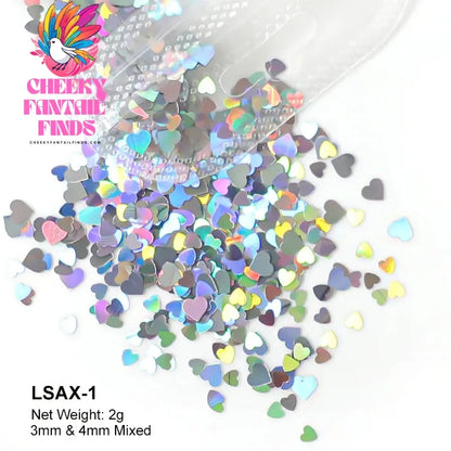 2g Holographic Nail Art Glitter Shiny Sweet Love Heart Flakes Sequins 3D Nails Paillette Manicure Valentine's Day Decorations Cheeky Fantail Finds