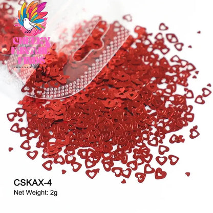 2g Holographic Nail Art Glitter Shiny Sweet Love Heart Flakes Sequins 3D Nails Paillette Manicure Valentine's Day Decorations Cheeky Fantail Finds