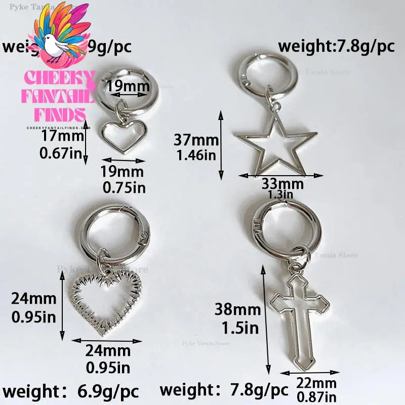 2pcs Metal Hollow Stars Silver Hearts Pendant Boots Shoes Buckles Decoration Party Jewelry Diy Snap Hook Women Shoes Accessories Cheeky Fantail Finds