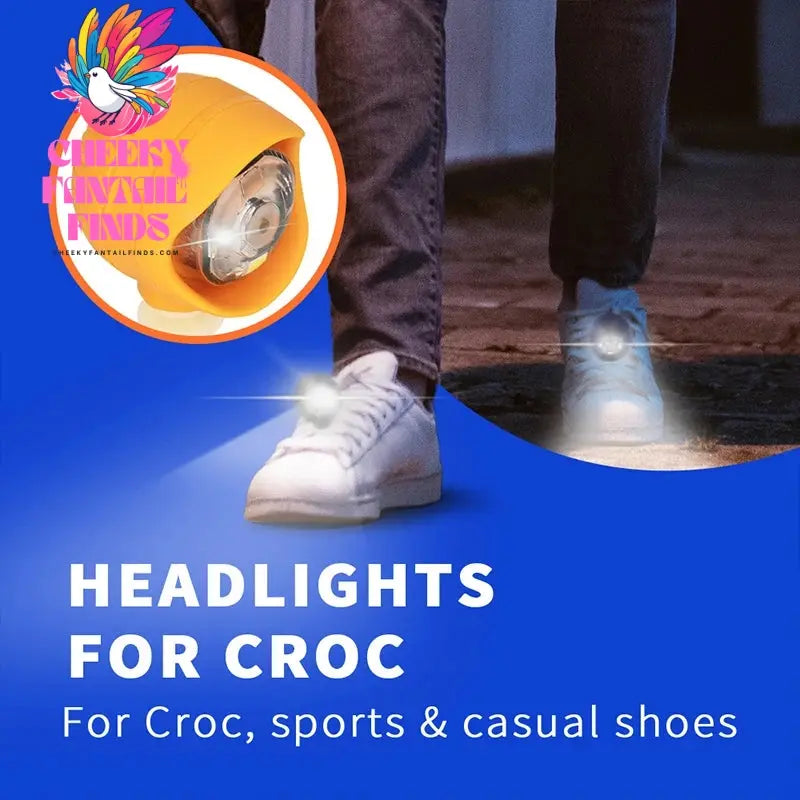 2pcs Shoe Lights PVC LED Headlight Shoe Charms Accessories for Night Rides, Walk & Dog Walks Outdoor Activities,3 Lighting Modes - Cheeky Fantail Finds