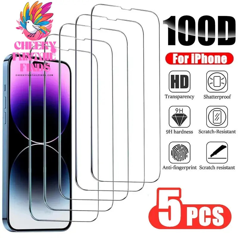 3/5PCS Glass Screen Protector Phone Case for IPhone 12 11 13 14 15 16 Pro Max Mini XS XR X 8 Plus 14Pro 13Pro IPones Front Cover Cheeky Fantail Finds