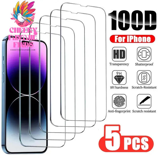 3/5PCS Glass Screen Protector Phone Case for IPhone 12 11 13 14 15 16 Pro Max Mini XS XR X 8 Plus 14Pro 13Pro IPones Front Cover Cheeky Fantail Finds