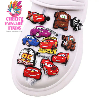 3 Pack Cartoon Movie Cars PVC Shoe Charms Larry Designer Sandal Upper Decorations Accessories Lightning McQueen Clog Pin Buckle Cheeky Fantail Finds
