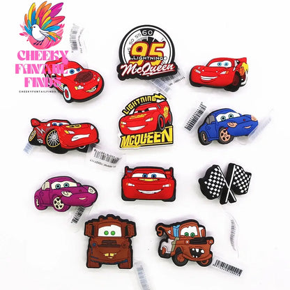 3 Pack Cartoon Movie Cars PVC Shoe Charms Larry Designer Sandal Upper Decorations Accessories Lightning McQueen Clog Pin Buckle Cheeky Fantail Finds