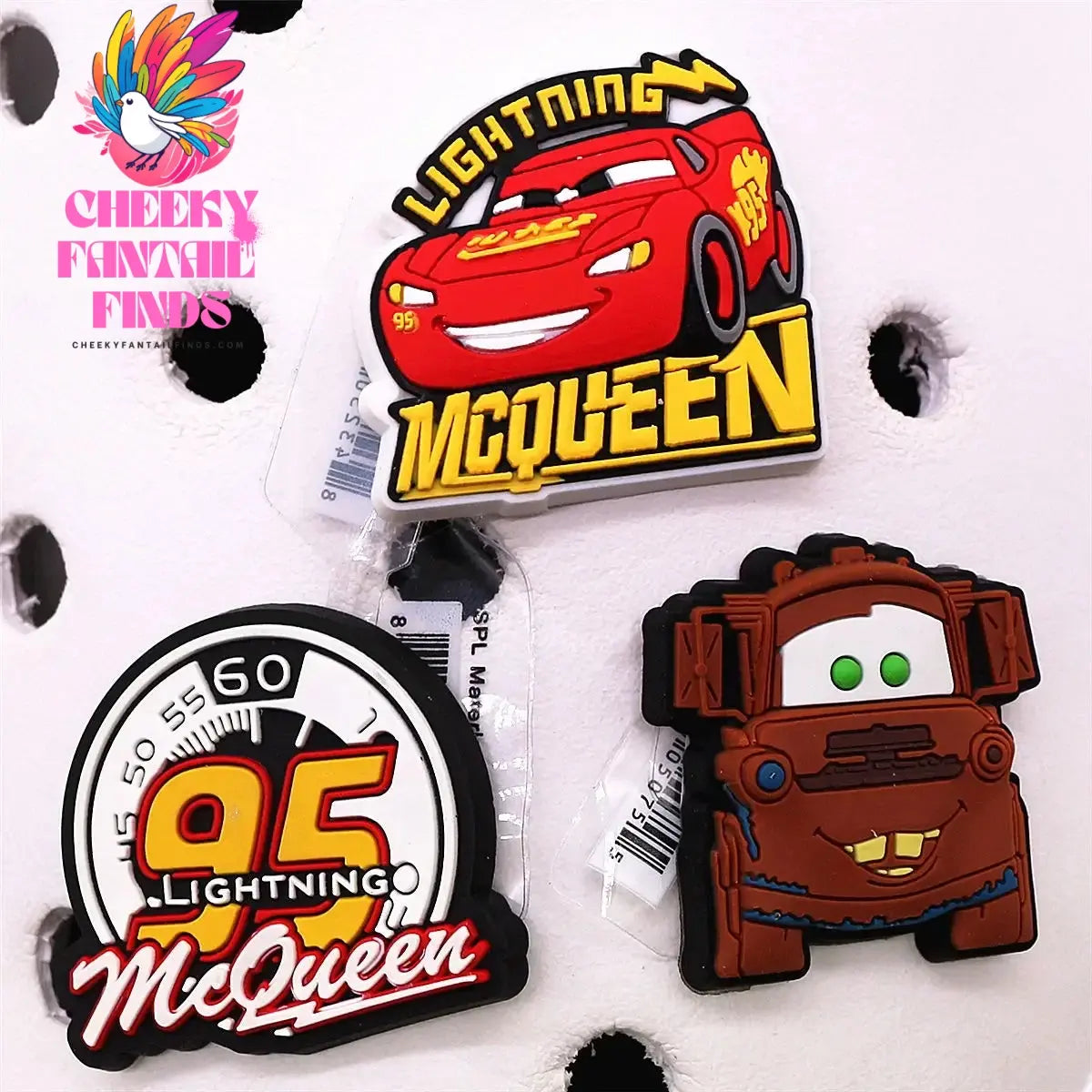 3 Pack Cartoon Movie Cars PVC Shoe Charms Larry Designer Sandal Upper Decorations Accessories Lightning McQueen Clog Pin Buckle Cheeky Fantail Finds
