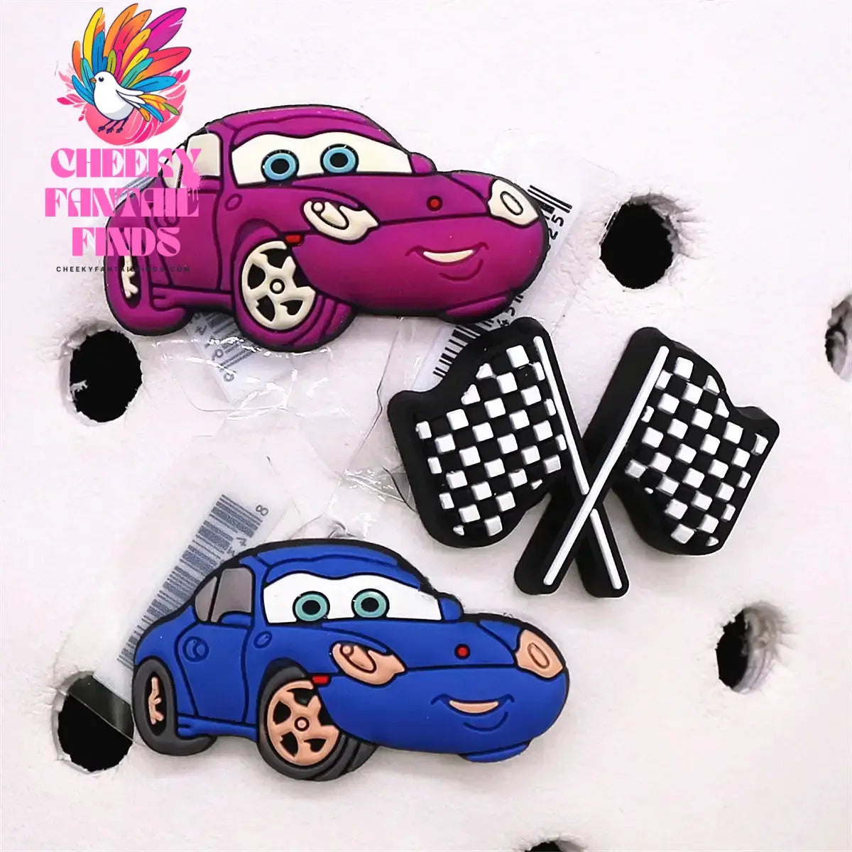 3 Pack Cartoon Movie Cars PVC Shoe Charms Larry Designer Sandal Upper Decorations Accessories Lightning McQueen Clog Pin Buckle Cheeky Fantail Finds