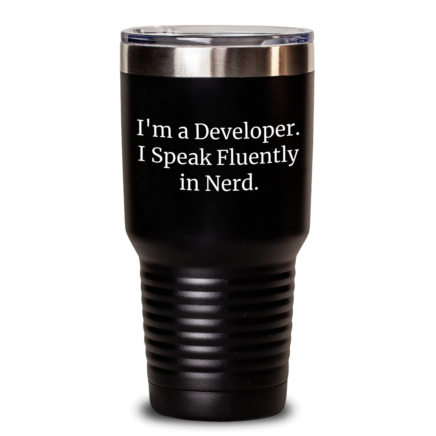 Developer Gifts for Him - Funny Tumbler 'I'm A Developer. I Speak Fluently In genius.' - 20oz/30oz Vacuum Insulated Tumbler for Father's Day - Main