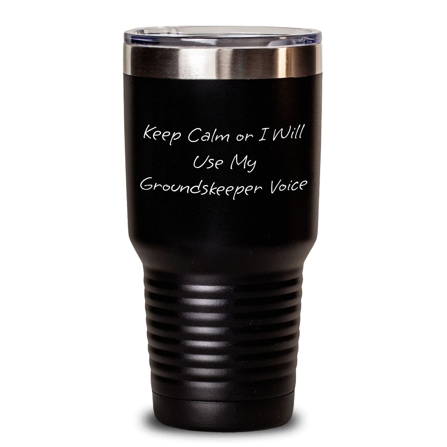 groundskeeper Humor Gifts from Friends for groundskeeper Tumbler, Keep Calm Or I Will Use My groundskeeper Voice, 20oz or 30oz Vacuum Insulated Tumbler, Graduation Unique Gifts - Main