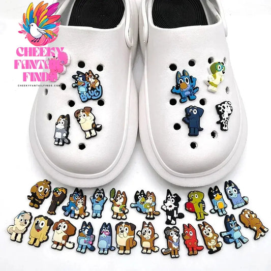 30Pcs Bluey Family Shoe Charms for Cave Shoes Diy Decorations Accessories for Sandals Decorate Boy Girls Birthday Gifts Cheeky Fantail Finds