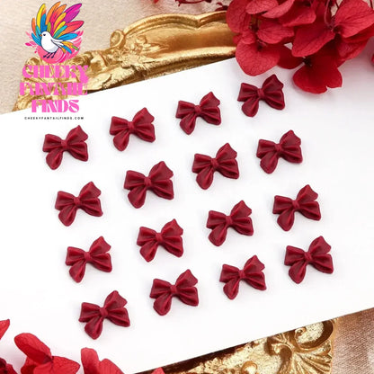 30Pcs Cherry Red Bow Nail Charms Valentine's Dark Red Tie Nail Parts Supplies for DIY Women's Nail Salon Design Decoration Cheeky Fantail Finds