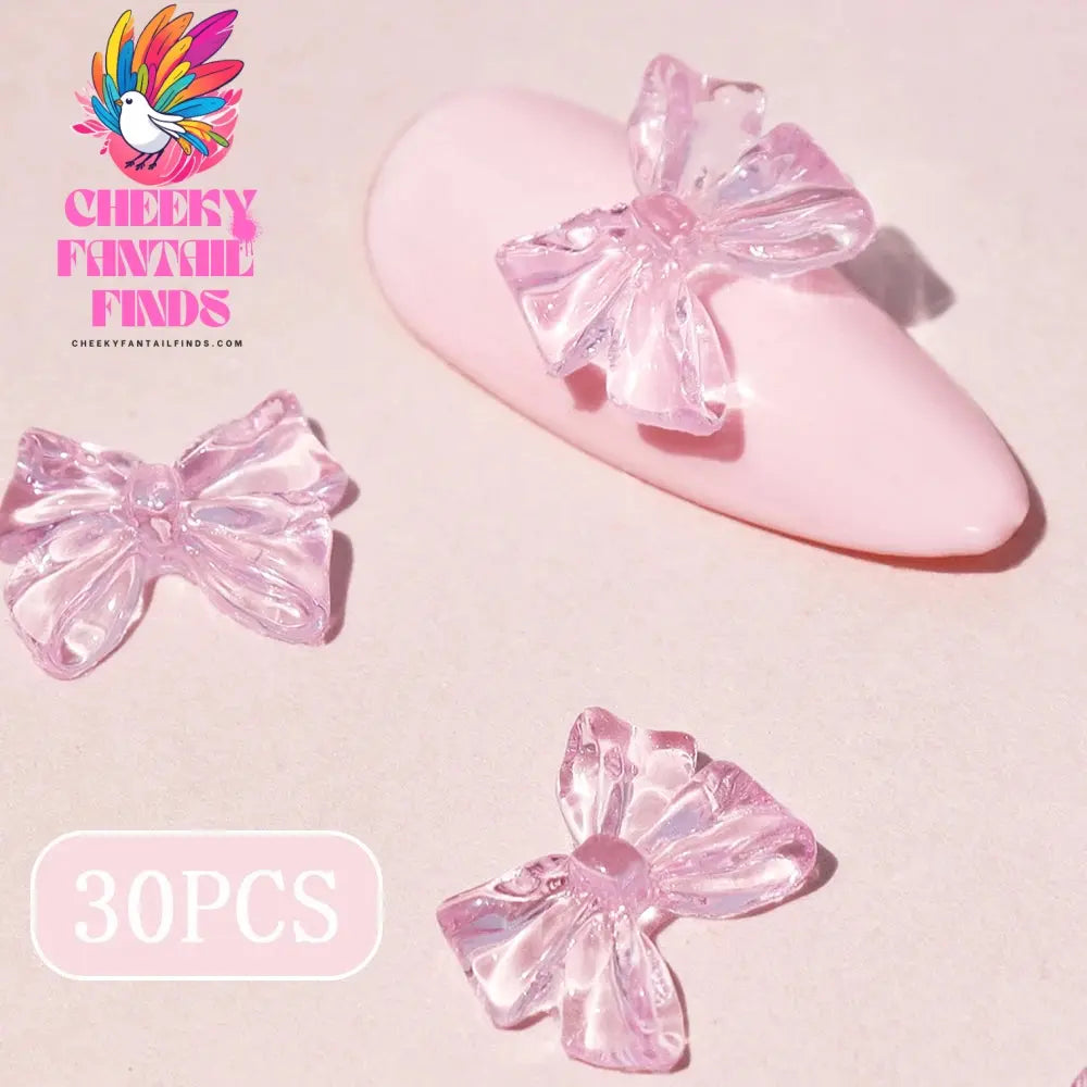 30Pcs Cherry Red Bow Nail Charms Valentine's Dark Red Tie Nail Parts Supplies for DIY Women's Nail Salon Design Decoration Cheeky Fantail Finds
